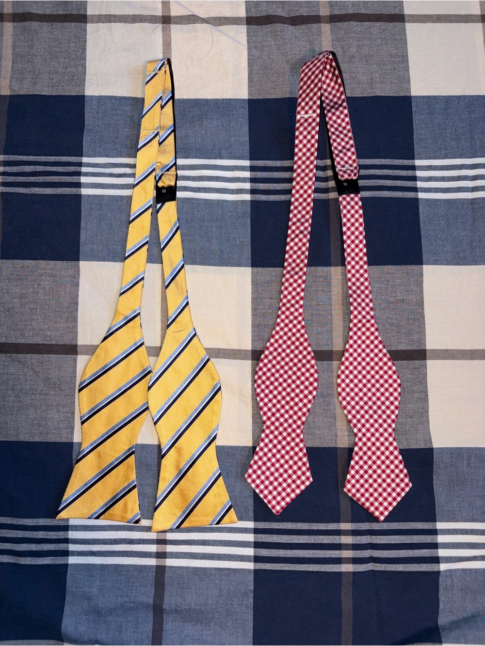 Tommy Hilfiger Yellow Stripe & Red Gingham Self-Tie Bow Ties